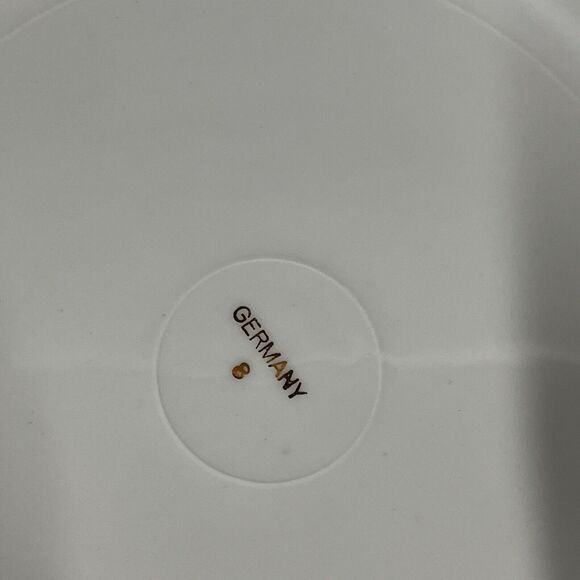 VTG‎ German Porcelain Lusterware Roses Flowers Enclosed Handle Cake Plate 9.75” - Picture 7 of 14